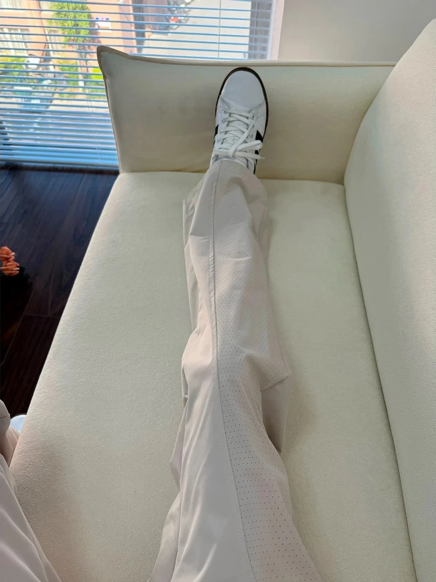 

Qui Dry Breathable American Laser Punching Outdoor Casual Pants Men's Summer Thin Sle Cool Feeling Side Cut Long Trousers