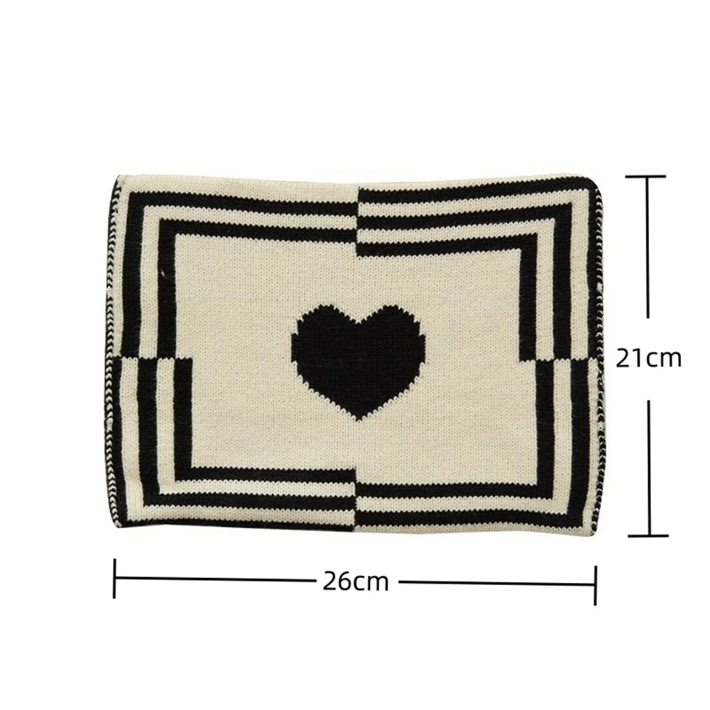 Decoration Knit Desktop Tissue Box Foldable Reusable Heart and Plaid Napkin Cover Dustproof Home Livingroom Car Paper Towels Bag