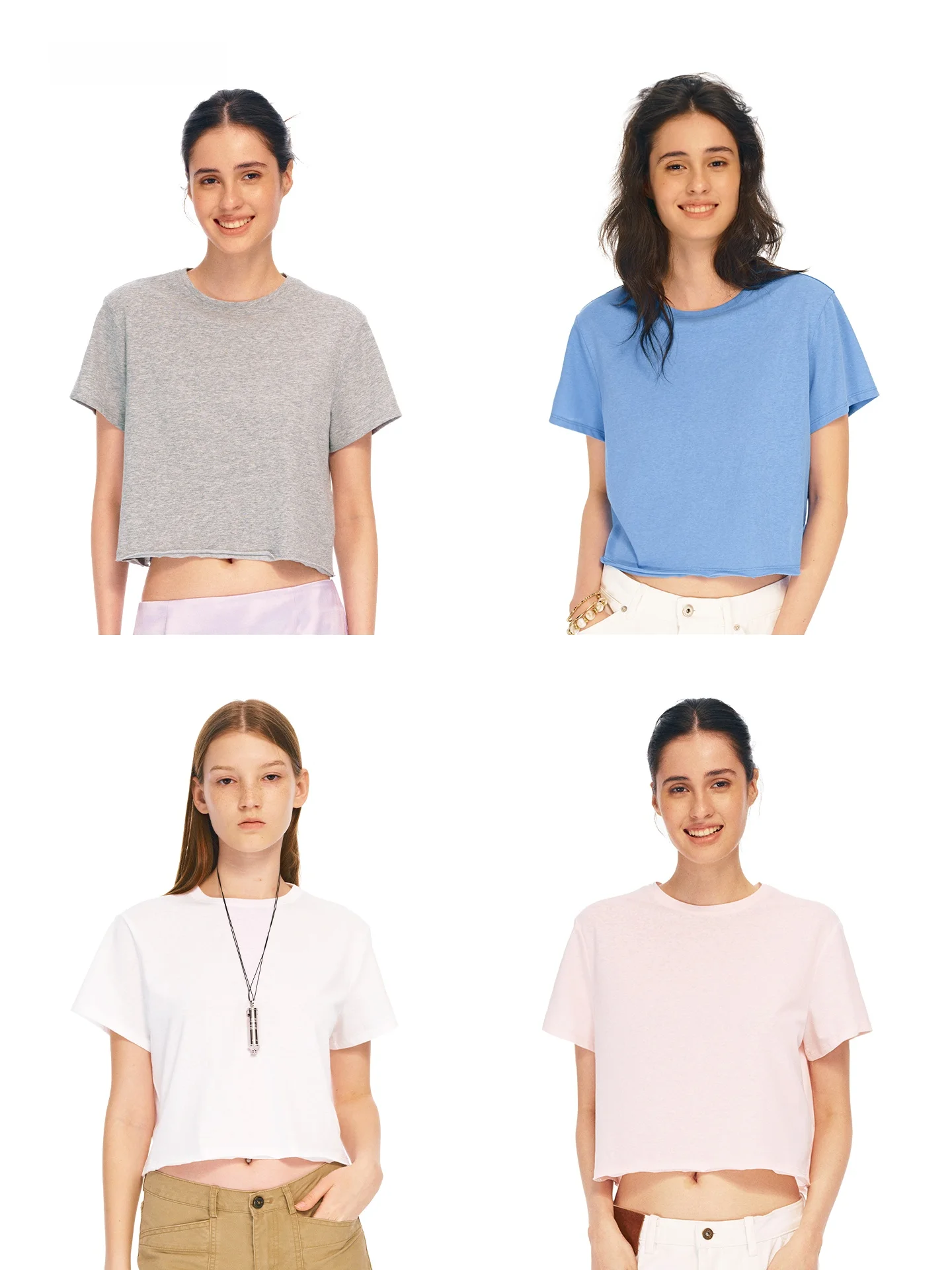 AHNKANK Women's Loose Fit Short Sleeve T-Shirt Pure Color Thin Summer Top Simple Versatile Short Style Cotton Tee