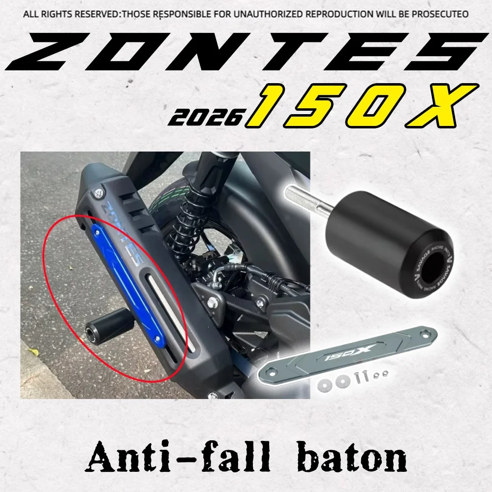 

For 2026 ZONTES 150X, aftermarket parts include crash bars, body protection rubber, and anti-collision balls.