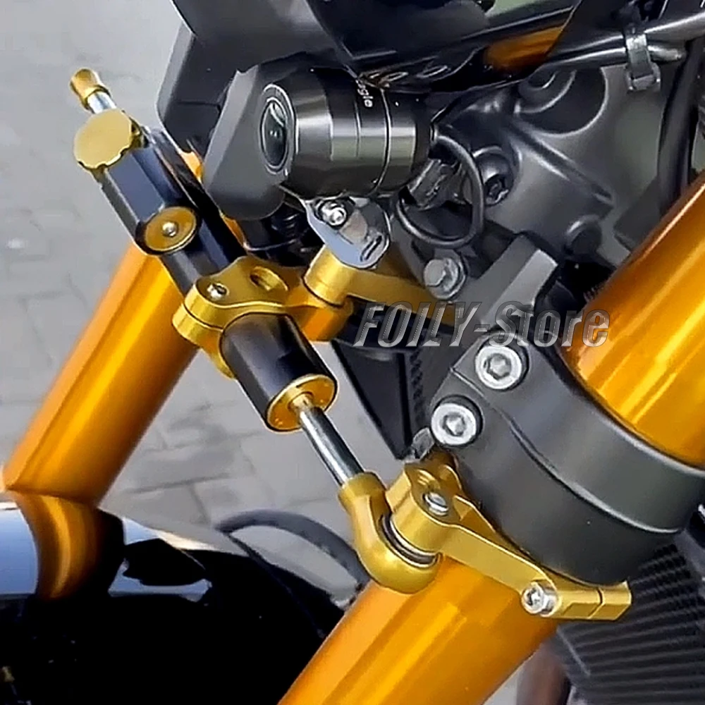 Nova motocicleta de fibra carbono steering damper estabilizar suporte montagem kit para yamaha mt09 mt 09 MT-09 sp mt09 2021 2022 2023