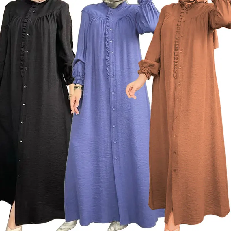 

Ramadan Muslim Open Abayas Women Spring Summer Long Sleeve Cardigan Lace Loose Dress Party Maxi Vestidos Daily Robe Kaftan
