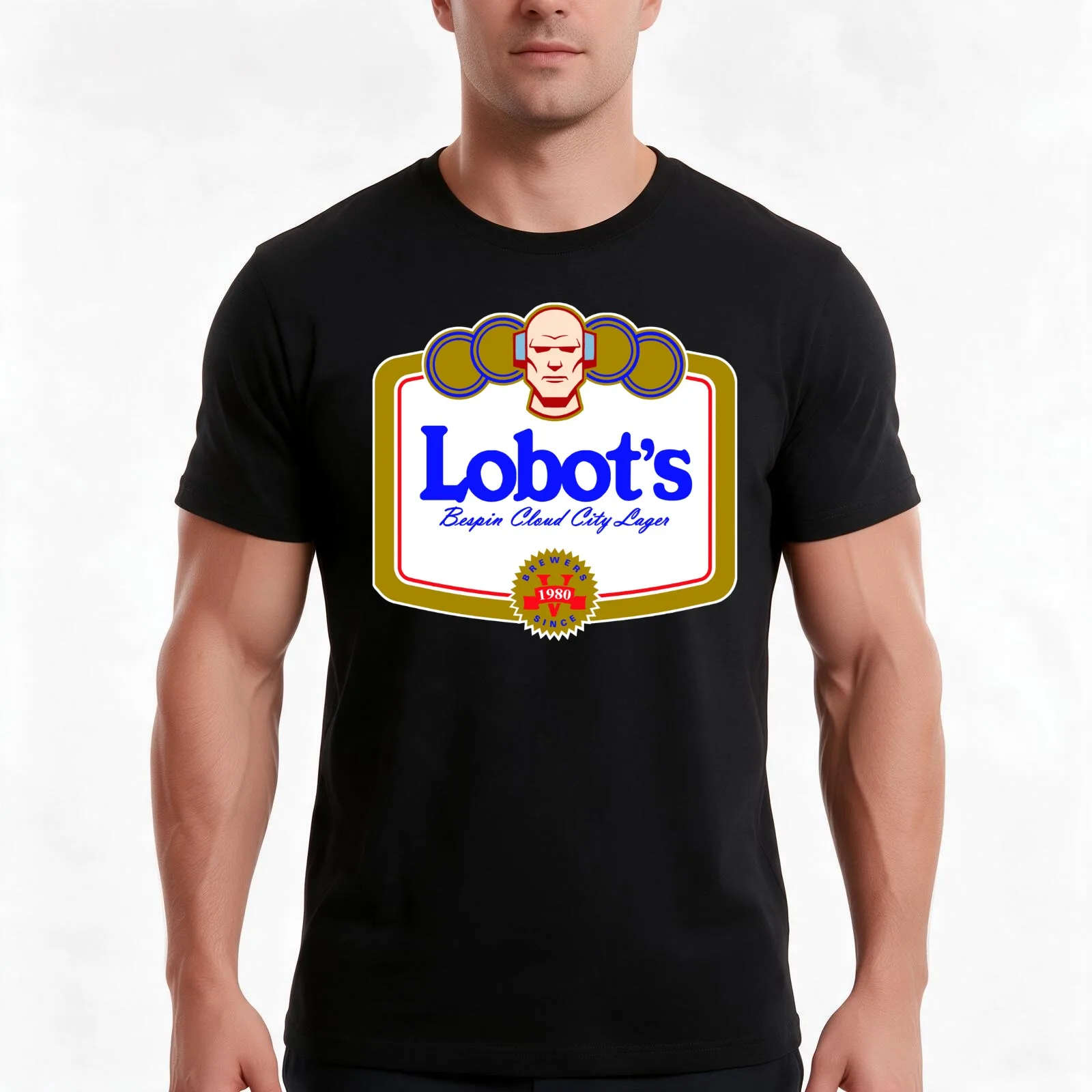 LOBOT'S LAGER T-Shirt, Summer Casual Cotton Tee, Oversized Streetwear Tops, Vintage Graphic Print, Loose Fit Short Sleeve