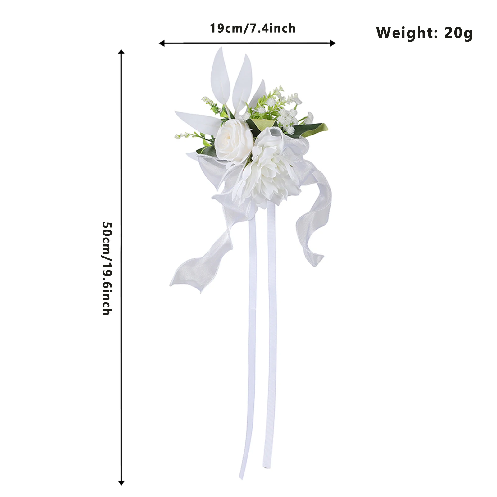 Artificial Flowers Wedding Car Decorations Realistic Faux Flowers with Ribbons for Pew Chair Ceremony Party Supplies view 3