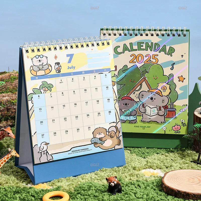 Animal City Series Creative Hand Drawn 2025 Office Desktop Calendar Cartoon Learning Plan Calendar