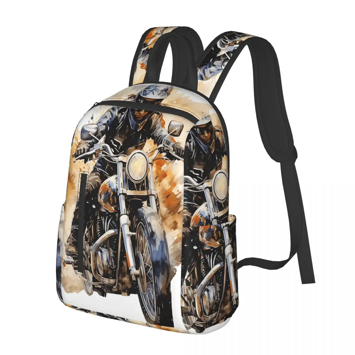 

Motorcycle Rider In Mountain Graffiti Student Backpack School Bag Hiking Travel Daypack for Boys Girls Bookbag Shoulder Bags