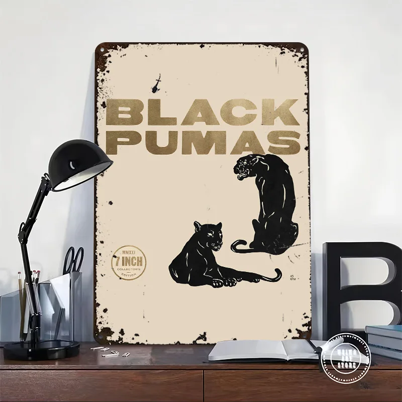 Black Pumas Collector's Edition Art Poster Retro 3D Printed Metal Signs Customized Wall Hanging Gift for Setup Decorations Decor
