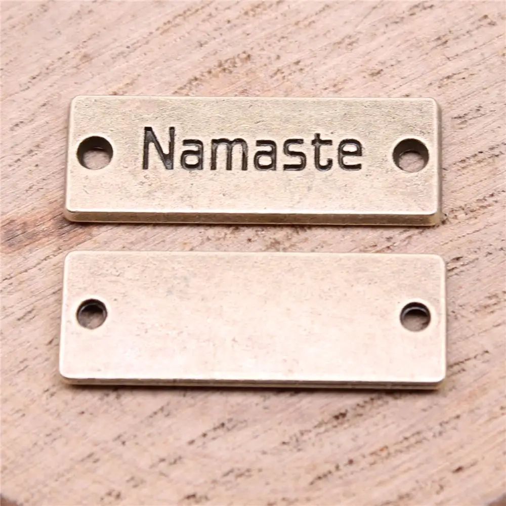 10pcs Charms 28x10mm Namaste Pendants For DIY Jewelry Making Jewelry Findings Antique Bronze Plated Alloy Charms Pendant