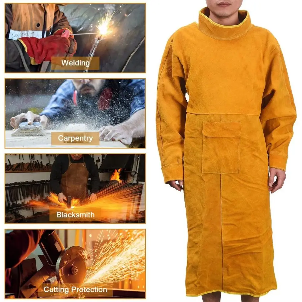 vetements-de-soudure-en-cuir-de-vachette-ignifuges-a-col-montant-vetements-de-travail-pour-soudure-manches-longues-tablier-de-soudure-resistant-a-l'usure