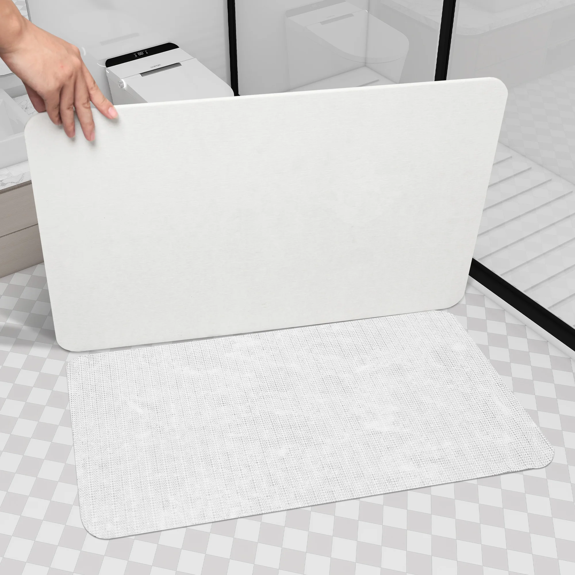 

15.35 in. x 23.62 in. Diatomaceous Earth Dish Drying Mat ,White Stone Drying Mat for Bathroom for US