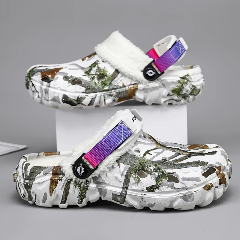 Neue Herren-Winterhausschuhe, bequeme warme Hausschuhe, abnehmbare Sommersandalen, lässige rutschfeste Plüsch-Fellhausschuhe für Herren – Detail 1