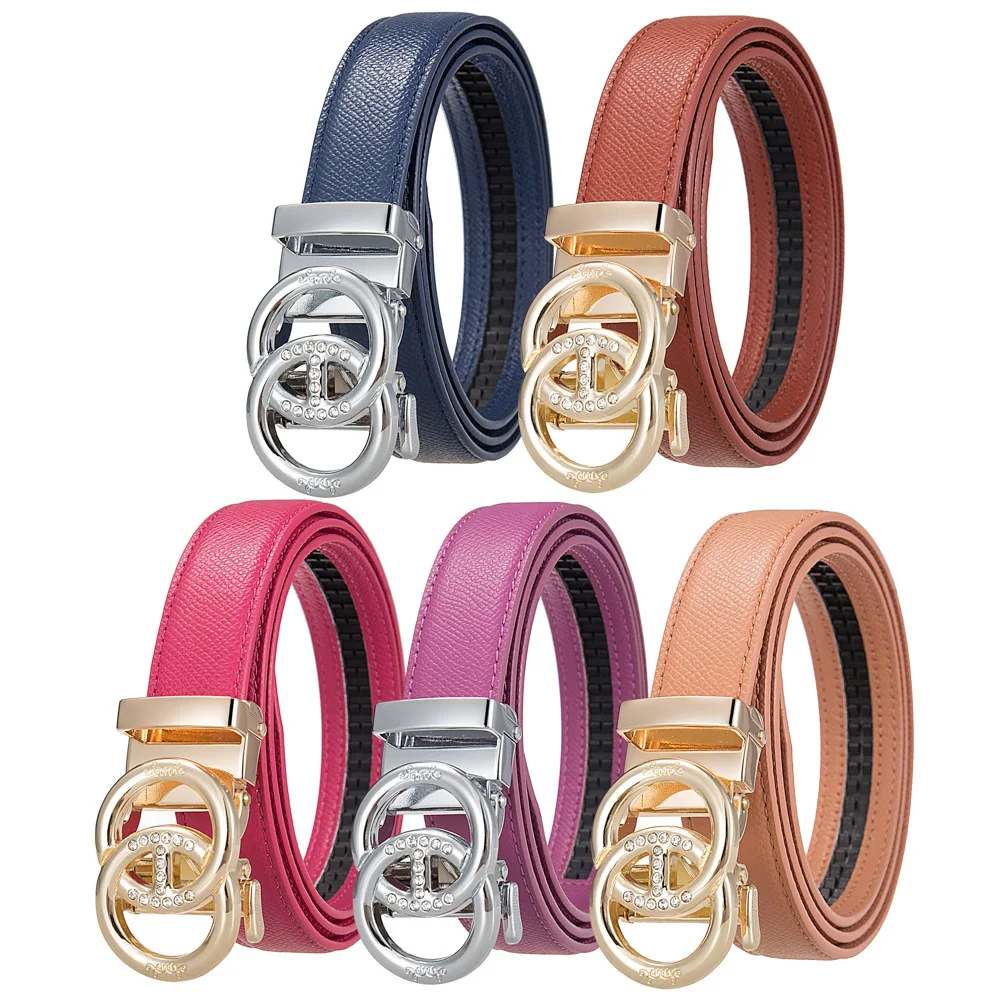 Nowy damski pasek ze stopu z automatyczną klamrą, z mikrofibry, ażurowy, do jeansów, ozdobny łańcuszek na talię, lekki luksus, uniwersalny design.