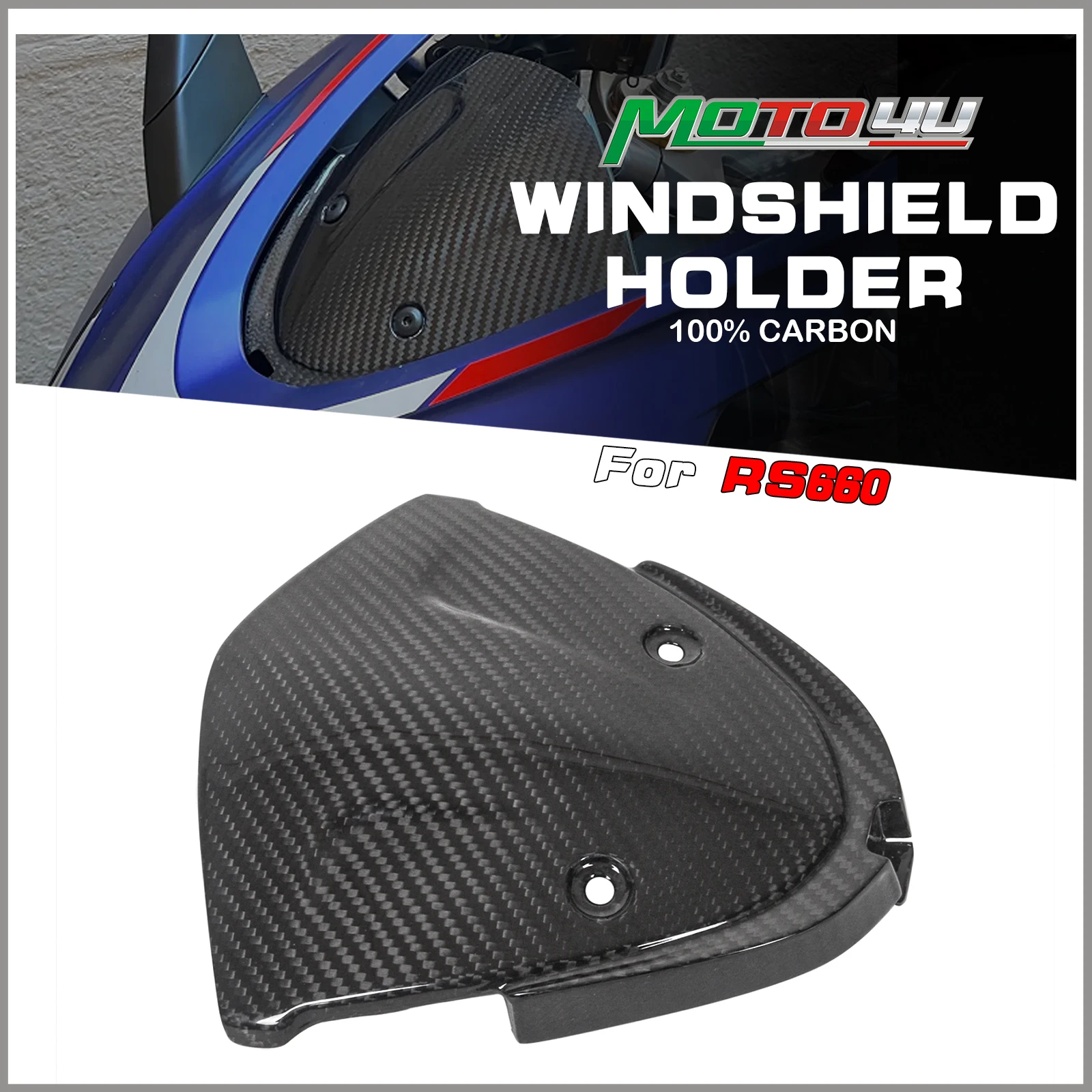 

MOTO4U For Aprilia RS660 RS 660 2021 2022 2023 Full Carbon Fiber Wind Shield Support Holder Panel Motorcycle Windscreen Bracket