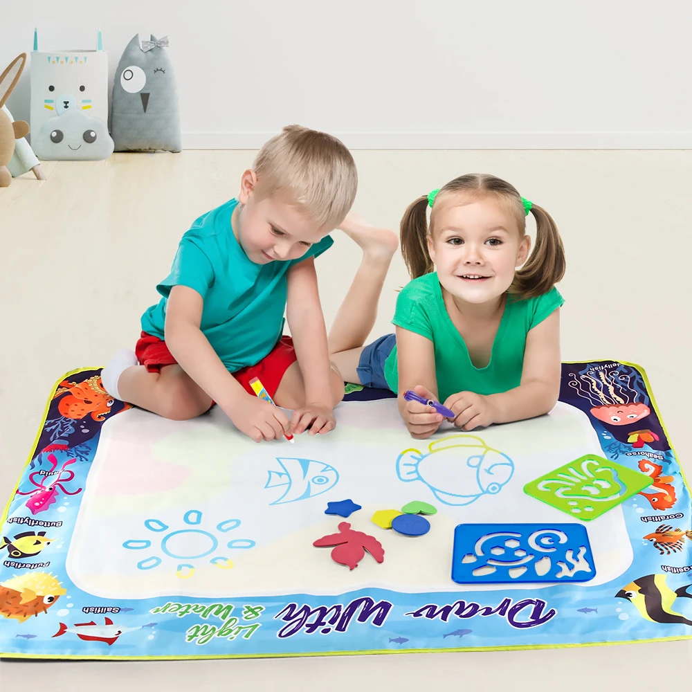 2023 New Arrivals Magic Water Drawing Mat with Fluorescent Pen Painting Board Early Educational Toys Montessori Toys for Kids