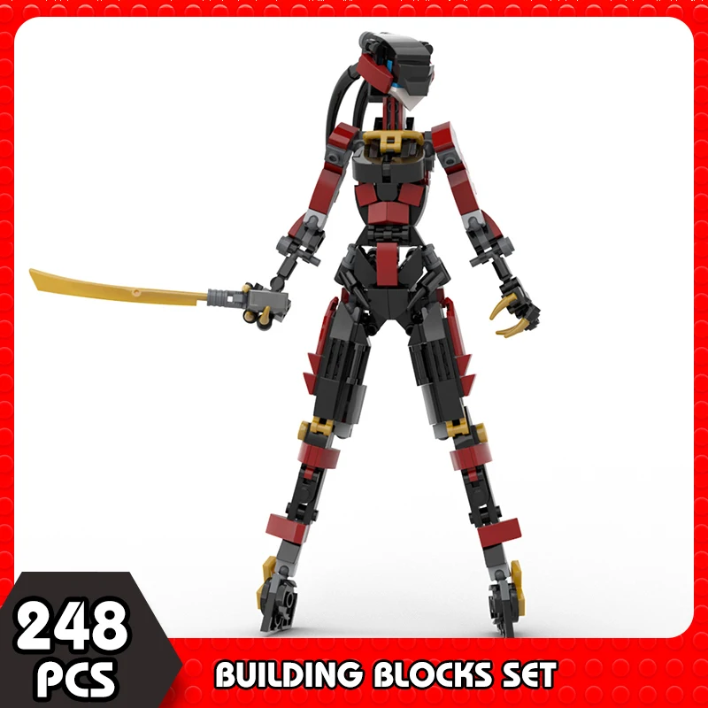 MOC Female Warrior Action Figures Mecha Robot Building Blocks Mech Samurai Sword Bricks Halloween Gift Children Toys