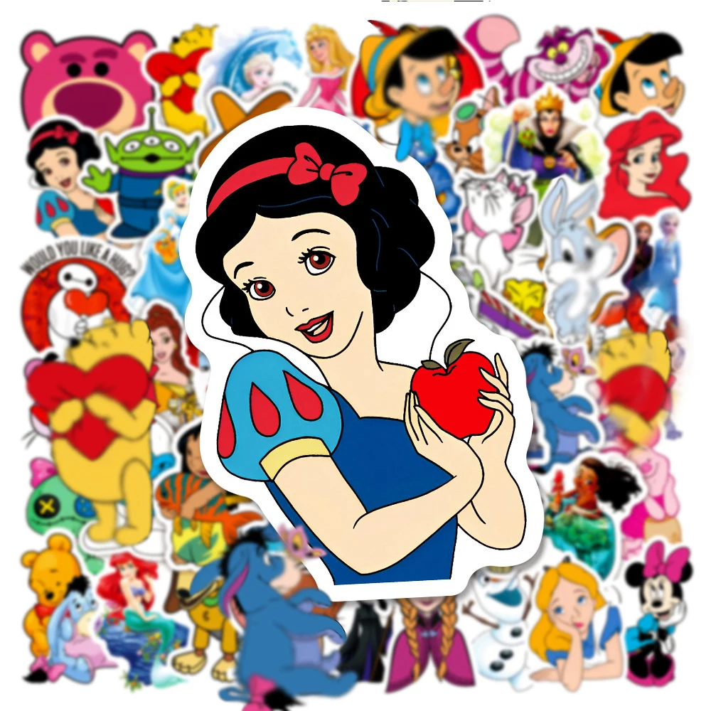 10/30/50/100pcs Cute Mix Cartoon Stickers Disney Micky Princess Anime Decals Graffiti Laptop Skateboard Phone Kids Sticker Toys