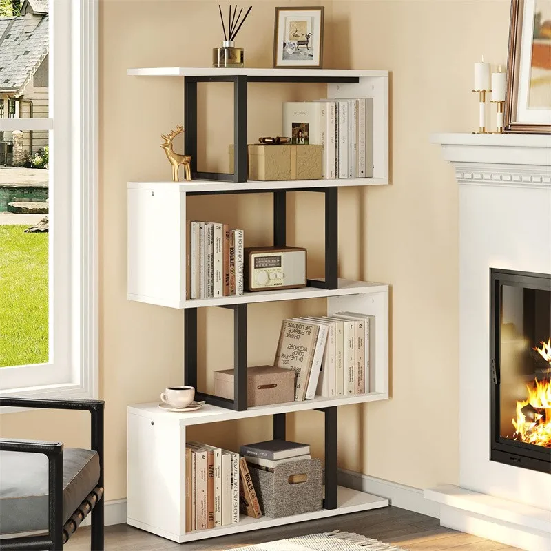 

Modern wooden home 5-story S-shaped Z-shaped bookshelf
