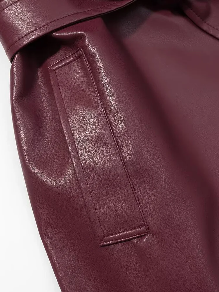 New European-style women's fashion: a versatile and stylish long leather coat with a flattering, figure-slimming design.