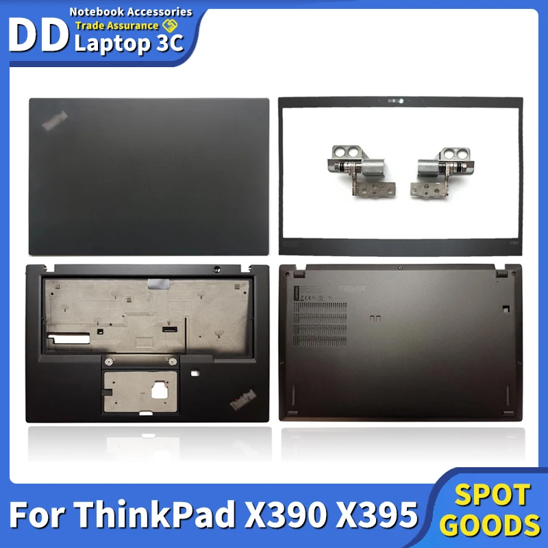 New For Lenovo ThinkPad X390 X395 Laptop LCD Back Cover/Front Bezel/Palmrest Upper Cover/Hinges/Bottom Base Case AP1BT000600