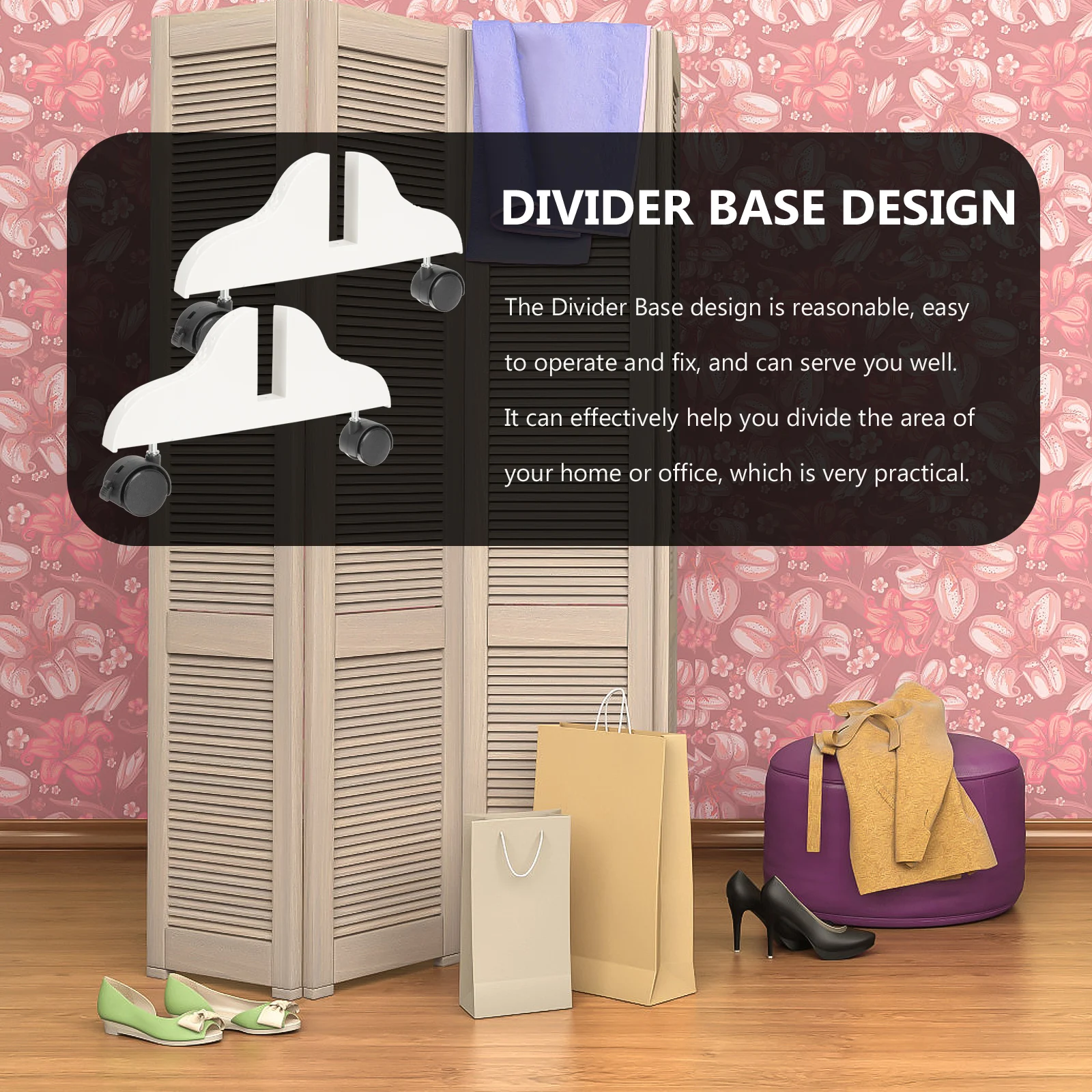 

2Pcs Mobile Door Base Thickened Screen Divider Stand Fixing Base for Home Office Room Partition Support Divider Holder