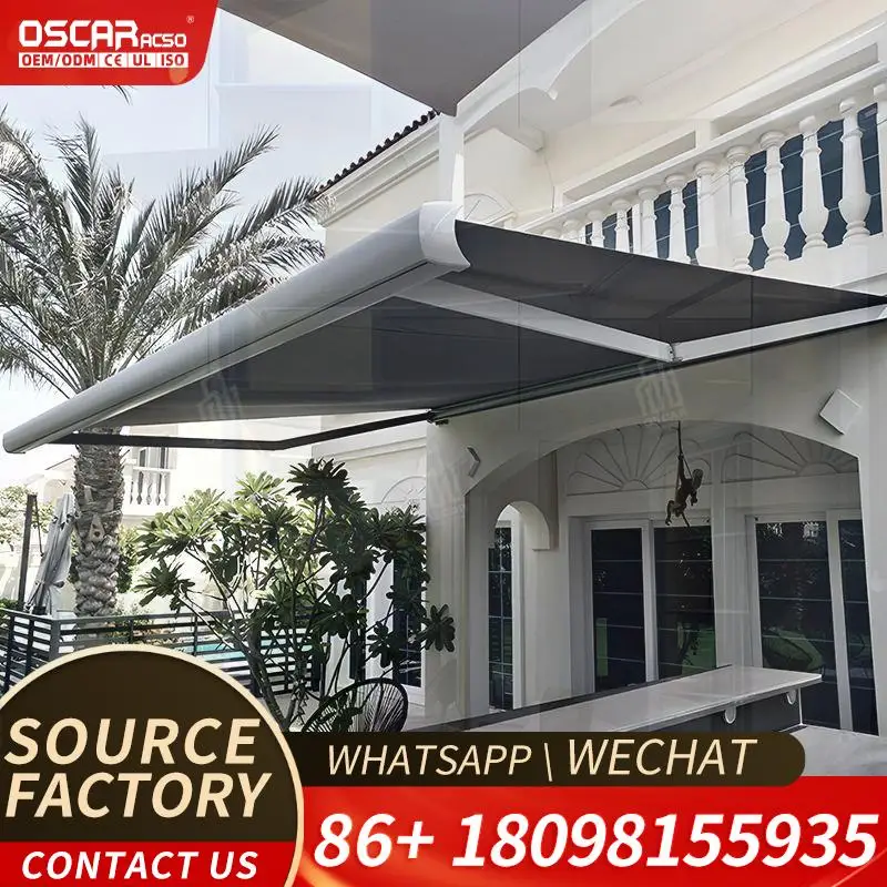 Outdoor Aluminum Retractable Louvre Canopy Garden Patio Balcony Pergola Green Sustainable Shade Solution  Retractable Awning