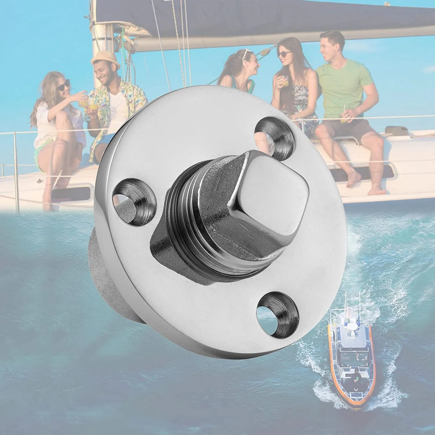 AF93-مجموعة قابس التصريف، قابس التصريف البحري العالمي من الفولاذ المقاوم للصدأ يناسب فتحة 1 بوصة، مع مسامير، ملحقات أجهزة الإرسال