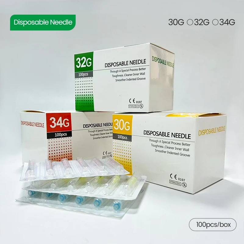 100pcs 32G 34G 1.5MM 2.5MM 4MM 6MM 8MM 13MM Disposable Painless Small 30G 4MM 6MM 8MM 13MM Needle Hand Tool