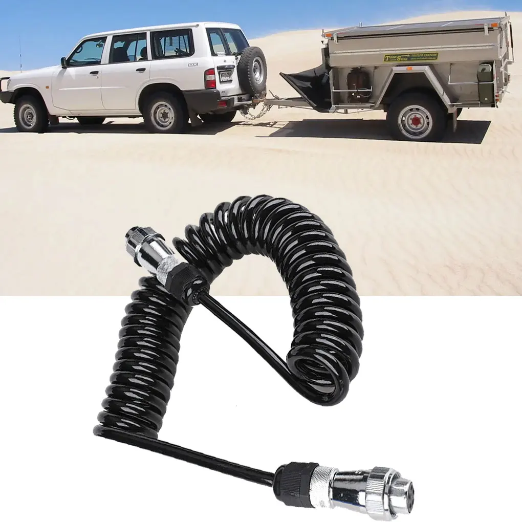 Black Heavy Duty Trailer Cable - Waterproof For Reliable Connection 4m Length Cast Alloy Connector Can Be Mounted