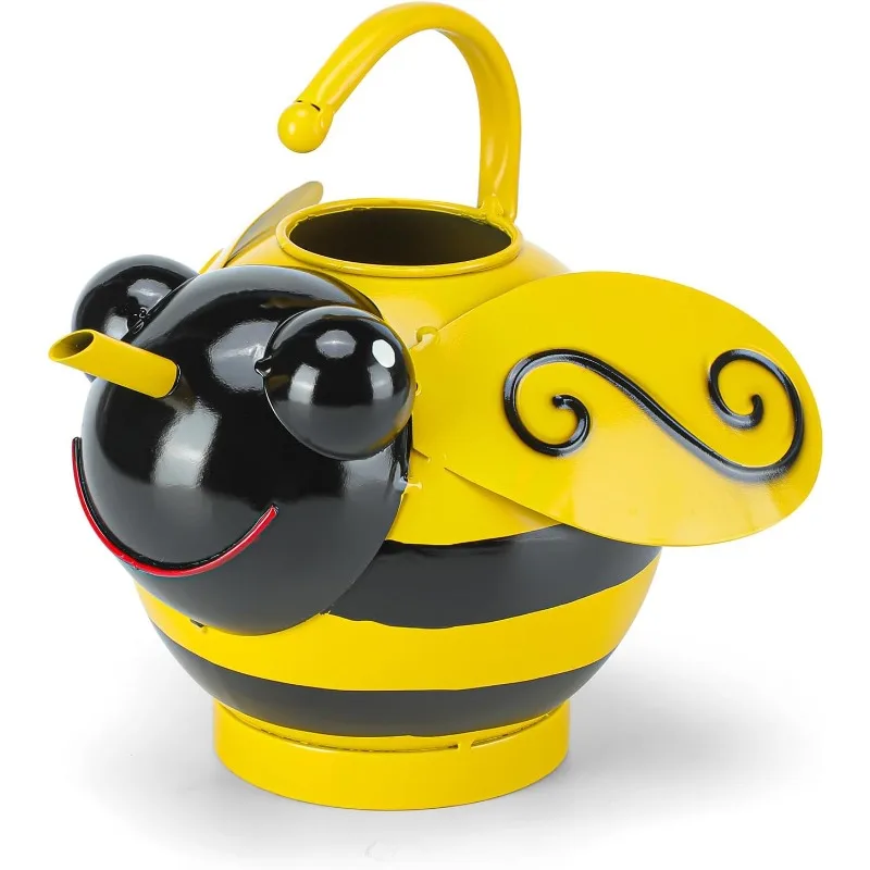 Metal Cute Bee Watering Can for Indoor/Outdoor Plants, Handmade Bee Watering Pot 1.8L 1/2 Gallon,Plants Succulent Flowers,Garden