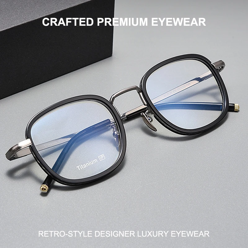 Men's Casual Business Ultra-Light Titanium Eyeglasses Frames Retro Style Designer TR90 Luxury Three-Dimensional Carved Temples