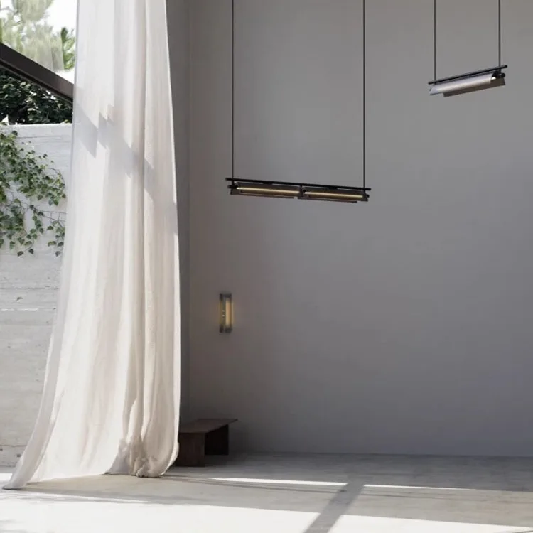 ثريا مطعم إيطالية بسيطة على الطراز الصناعي، تصميم راقي، طاولة طعام طويلة ومبتكرة، غرفة طعام