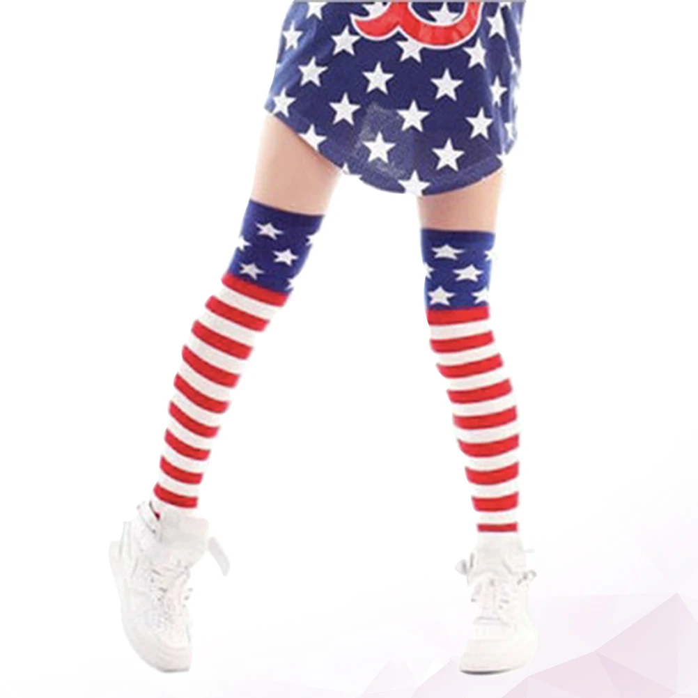 

Hip Hop Street Dance Over the Knee High Socks American Flag Printed Long Stockings for Party Cosplay Breathable Comfortable Flag