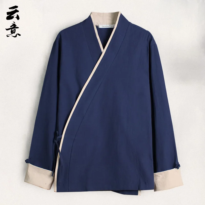 

Spring Season Men's Loose Fit Pure Cotton Hanfu Dao Pao Jaet Buddhist Enlightenment Chinese Sle Casual Ethnic Clothing