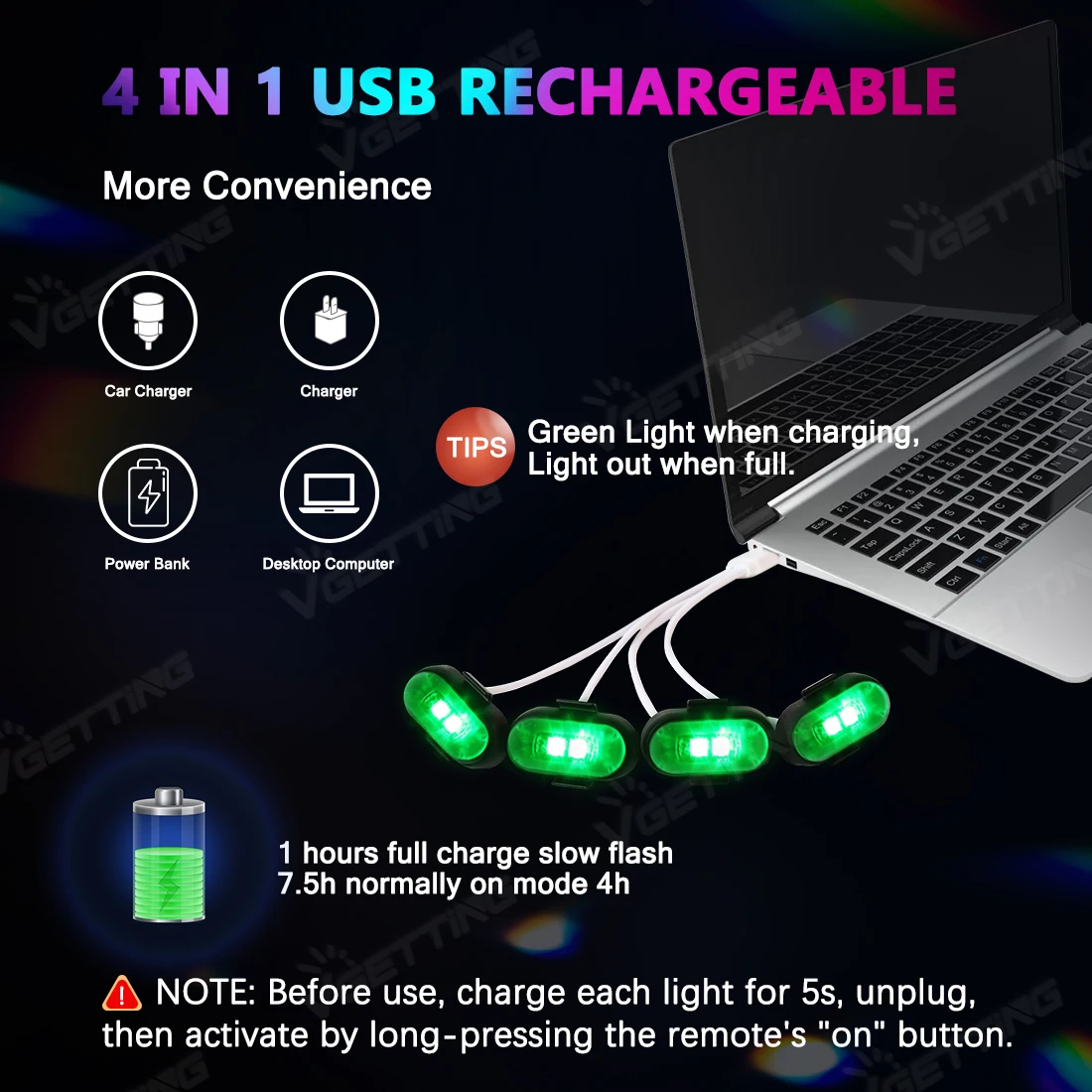 4 قطعة طائرة صغيرة بدون طيار ضوء إحترافي 8 اللون USB Charing LED اللاسلكية تحذير ضوء المضادة للتصادم مصباح إشارة للدراجات النارية شاحنة الدراجة