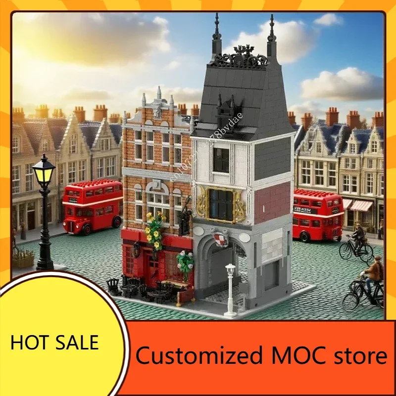 

4510 шт. MOC старые ворота и паб StreetView головоломка Рождество DIYA сборочная креативная игрушка праздничные подарки на день рождения для детей в возрасте