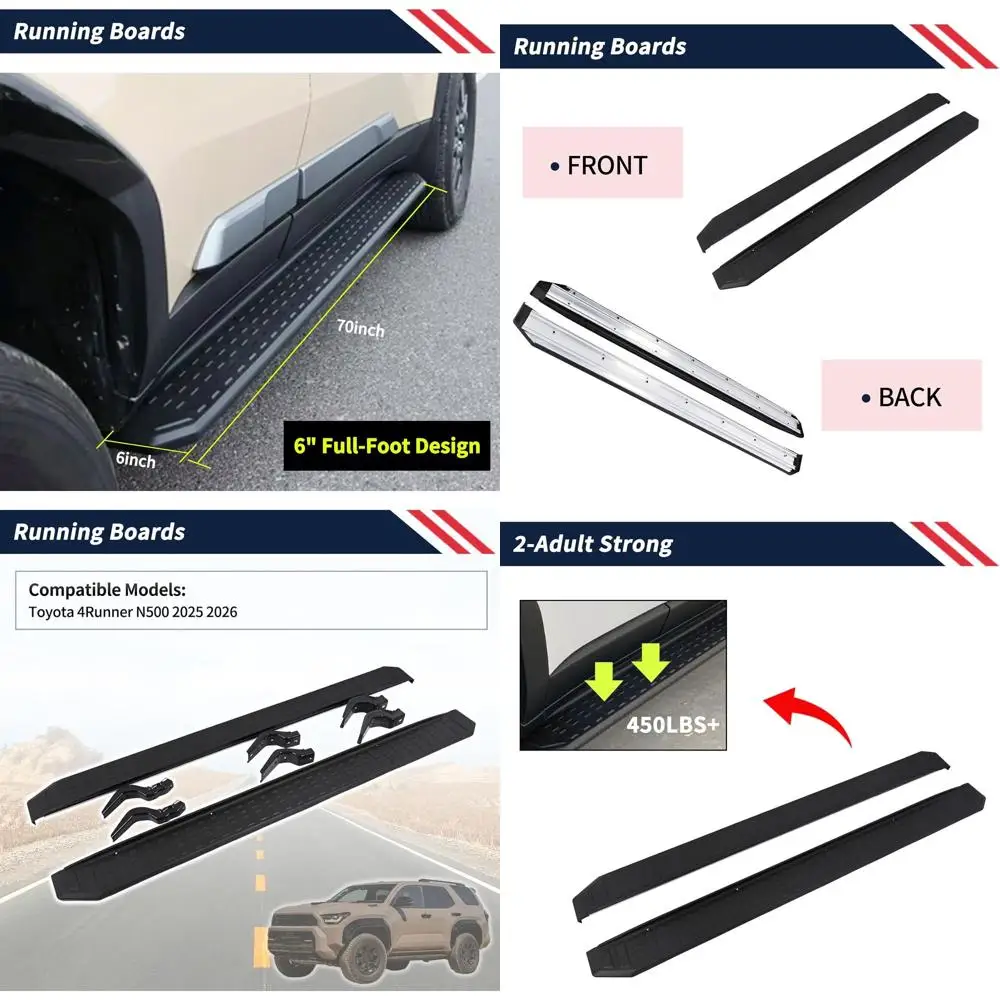 

6-дюймовые подножки, боковые ступеньки, Nerf Bars, подходят для Toyota 4Runner N500 2025 2026, аксессуары из алюминия и АБС-пластика