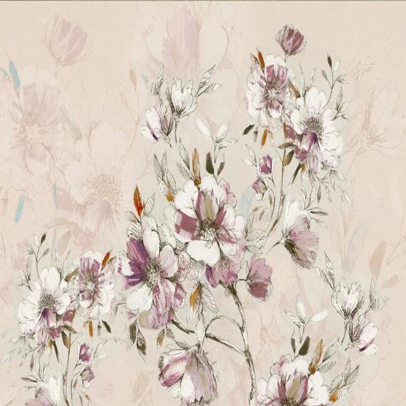 Papier Peint Panoramique pink-toned floral artistic conception landscape interior bedroom decoration background wall paper