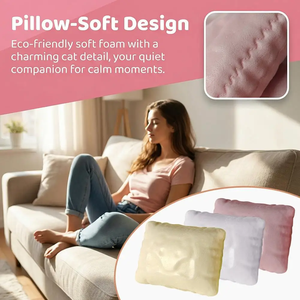 Squishy Simulated Cat Pillow Squeeze Toy Soft Stress Relief Slow Rising Sensory Fidget for Anxiety ADHD Autism Gifts for Kids