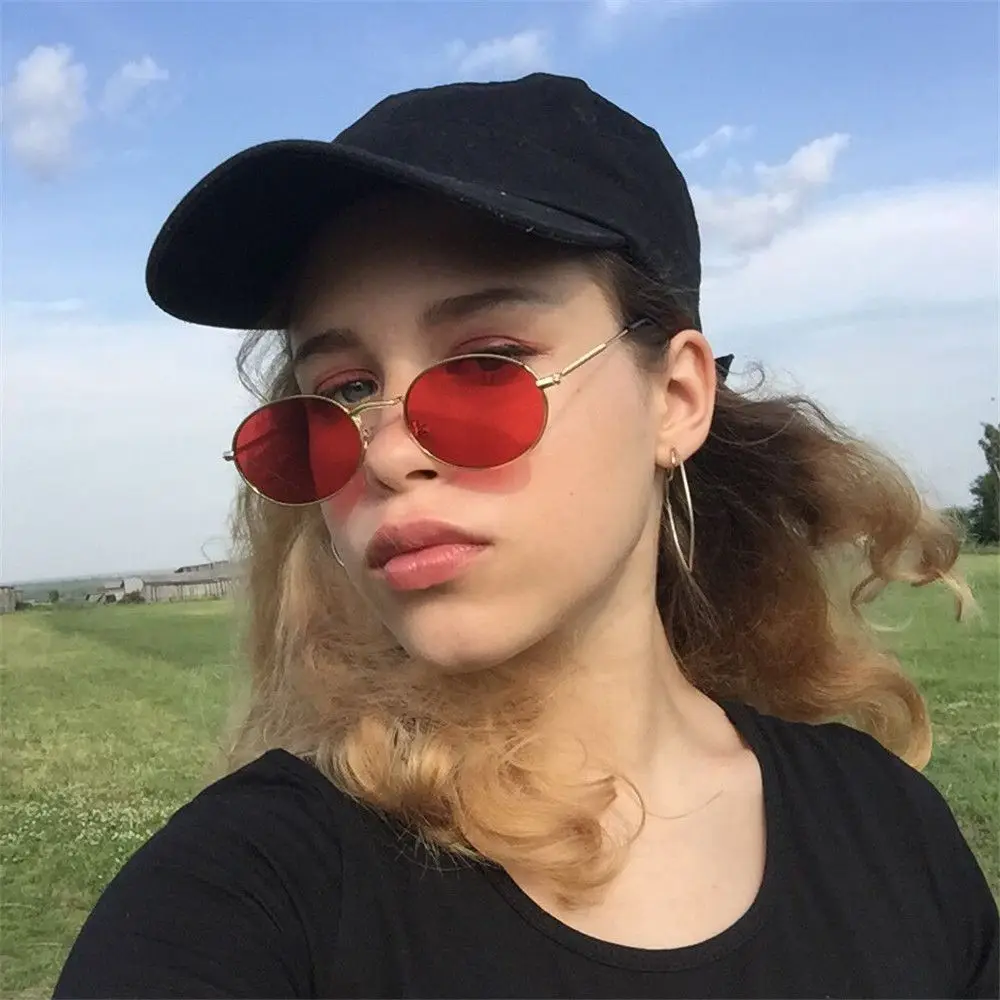 Oval Sunglasses Gold Silver Frame Retro Festival 400UV Gradient Mirror Glasses