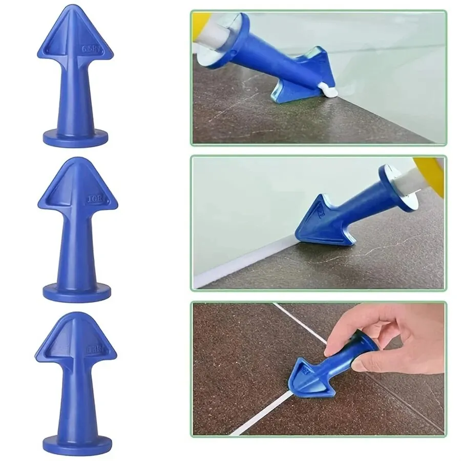 Plastic Silicone Tip Glue Scraper Set of 3 Multi-Angle Scraper Removes Joint Residue Home Caulking for Windows, Doors And Corner