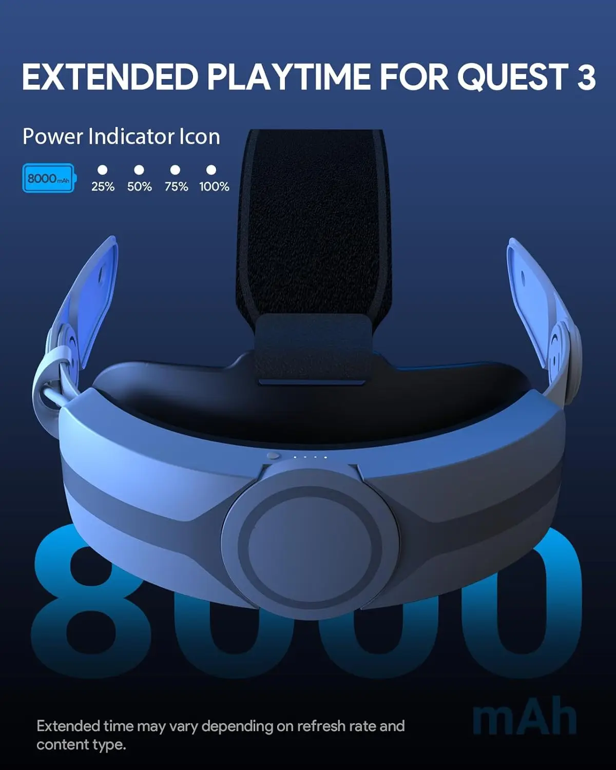 Aubika-Sangle de tête à charge rapide pour Meta Quest 3, SQuest 3, batterie intégrée de 8000 mAh, accessoires de remplacement Elite Strap