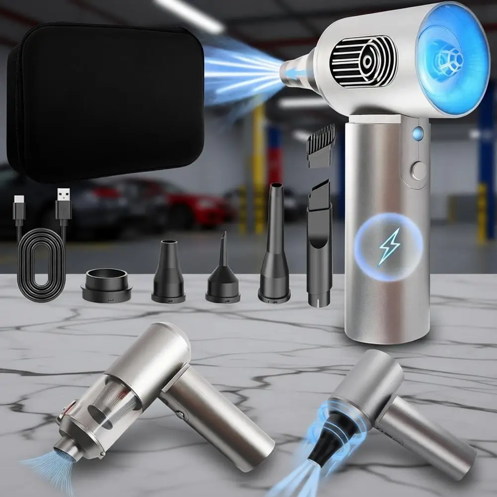 

Air Duster, 150,000RPM Compressed Air with LED, 2-in-1 Mini Vacuum, Electric Air Duster or PC Cleaning Kit, Canned Air Duster or