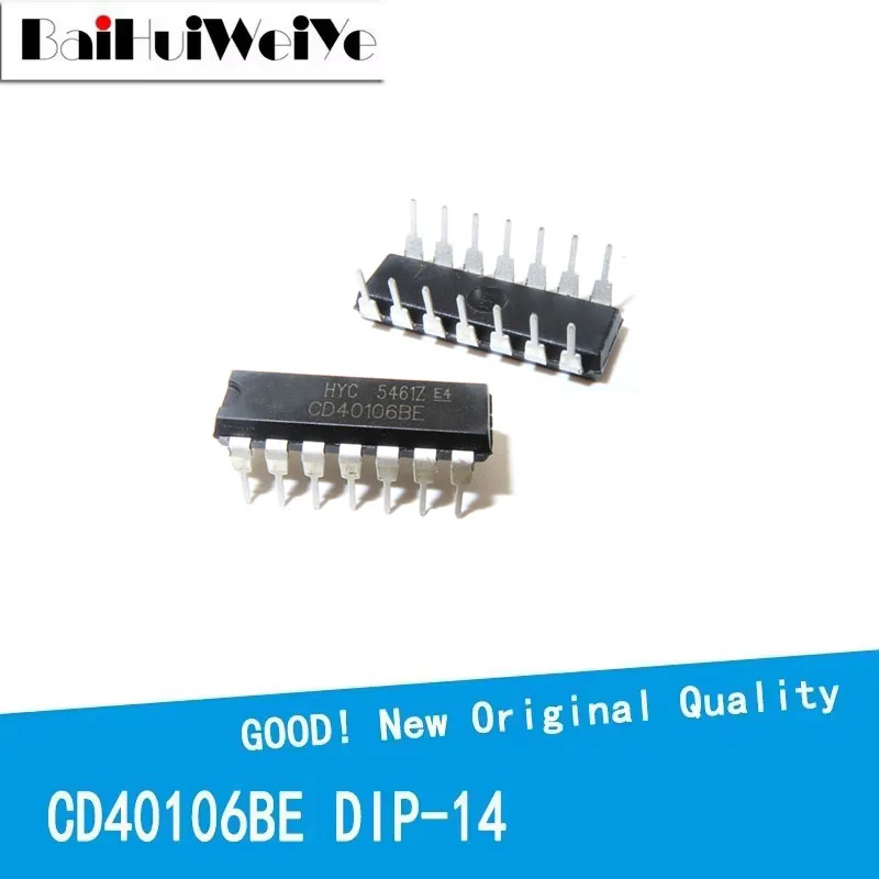 10PCS/LOT CD40106BE CD40106 DIP-14 Six Schmitt Trigger Chip New Good Quality Chipset In Stock