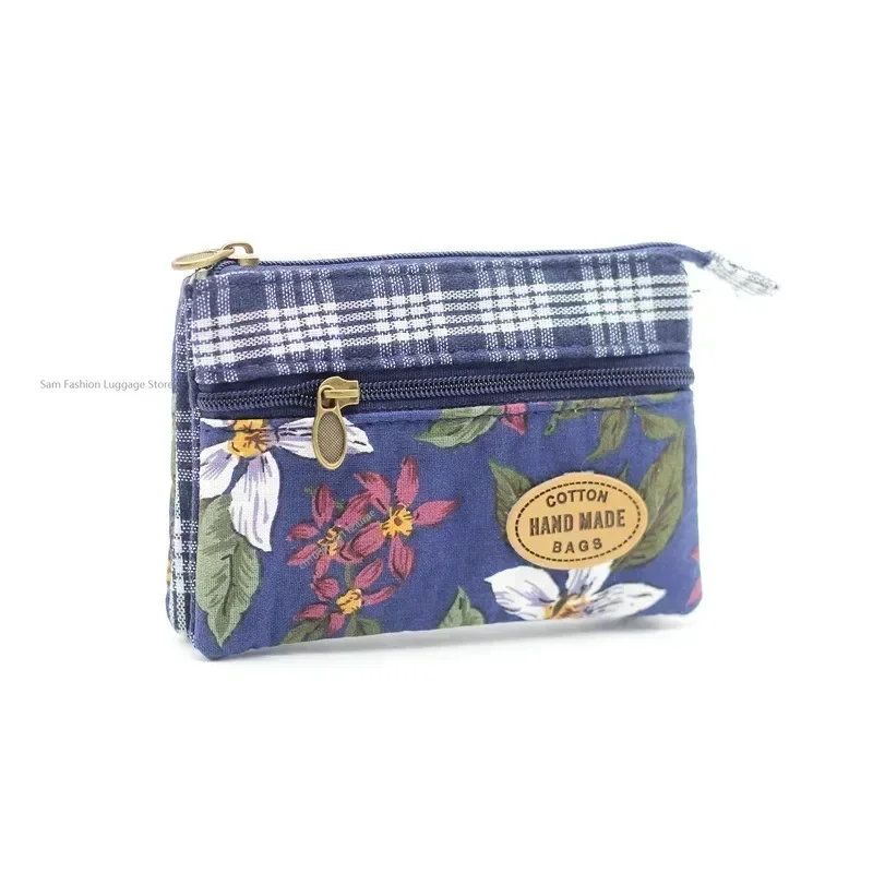 Dompet Koin Kain Katun Multi Lapis Bunga Fashion Dompet Kartu Wanita Kapasitas Besar Tas Tangan Ringan Wanita Kanvas Retro