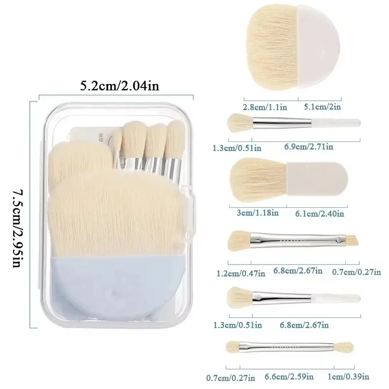 6Pcs Mini Box Makeup Brushes Portable Cosmetic Powder Foundation Blush Blending Concealer Make Up Brushes Beauty Makeup Tools