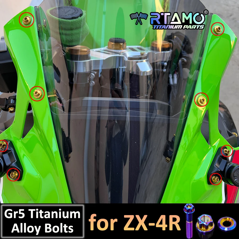 RTAMO Schrauben aus Titanlegierung, Motorschutzschraube, vorderer Bremssattel, ABS-Linienplatte, Bremsscheibenschraube, vordere Fußstütze für Kawasaki ZX-4R – Detail 1