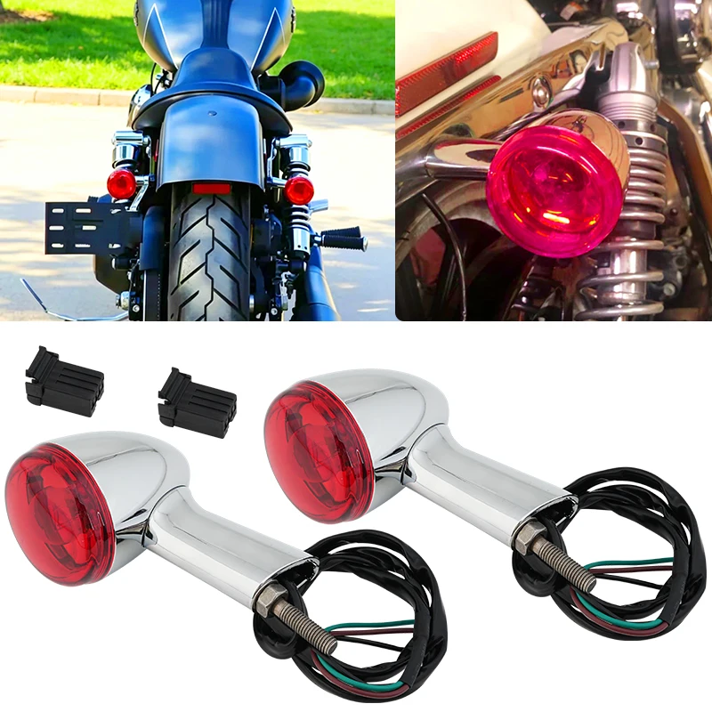 Motorcycle Rear Turn Signals Indicators LED Lights Chrome For Harley Sportster XL883 XL1200 72 48 1992-up