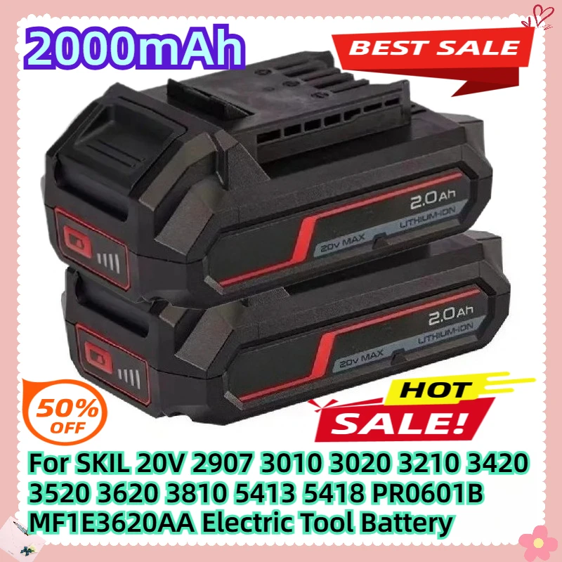 2000mAh For SKIL 20V 2907 3010 3020 3210 3420 3520 3620 3810 5413 5418 PR0601B MF1E3620AA Electric Tool Battery