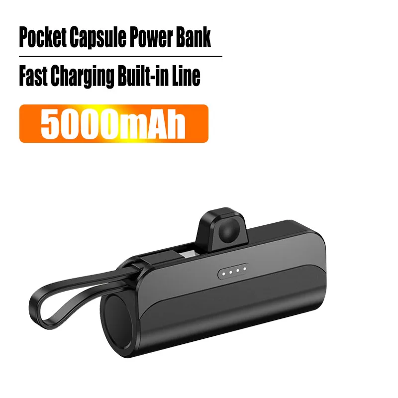 

New Power Bank 5000mAh Ultra Mini Pocket Capsule Powerbank Emergency External Power Banks for IPhone Android Fast Charging