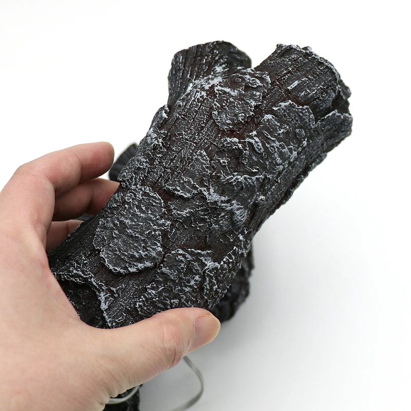 1 Set 3D-Harz-Holzkohle-Lampe, simulierte Holzkohle-Streifen, Kamin-Dekorationszubehör, LED-Carbon-Feuerlicht zur Dekoration – Detail 12